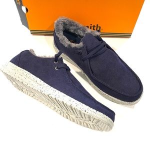 TANSMITH NWT $45 Mens 10 Navy Airy Slip On Corduroy Casual Shoes *76